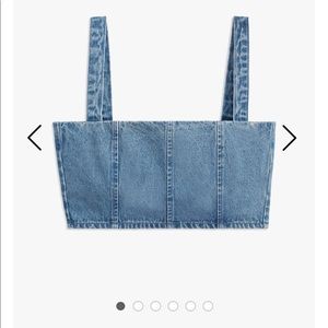 Weworewhat Denim Bustier Top, Steel, new with tags